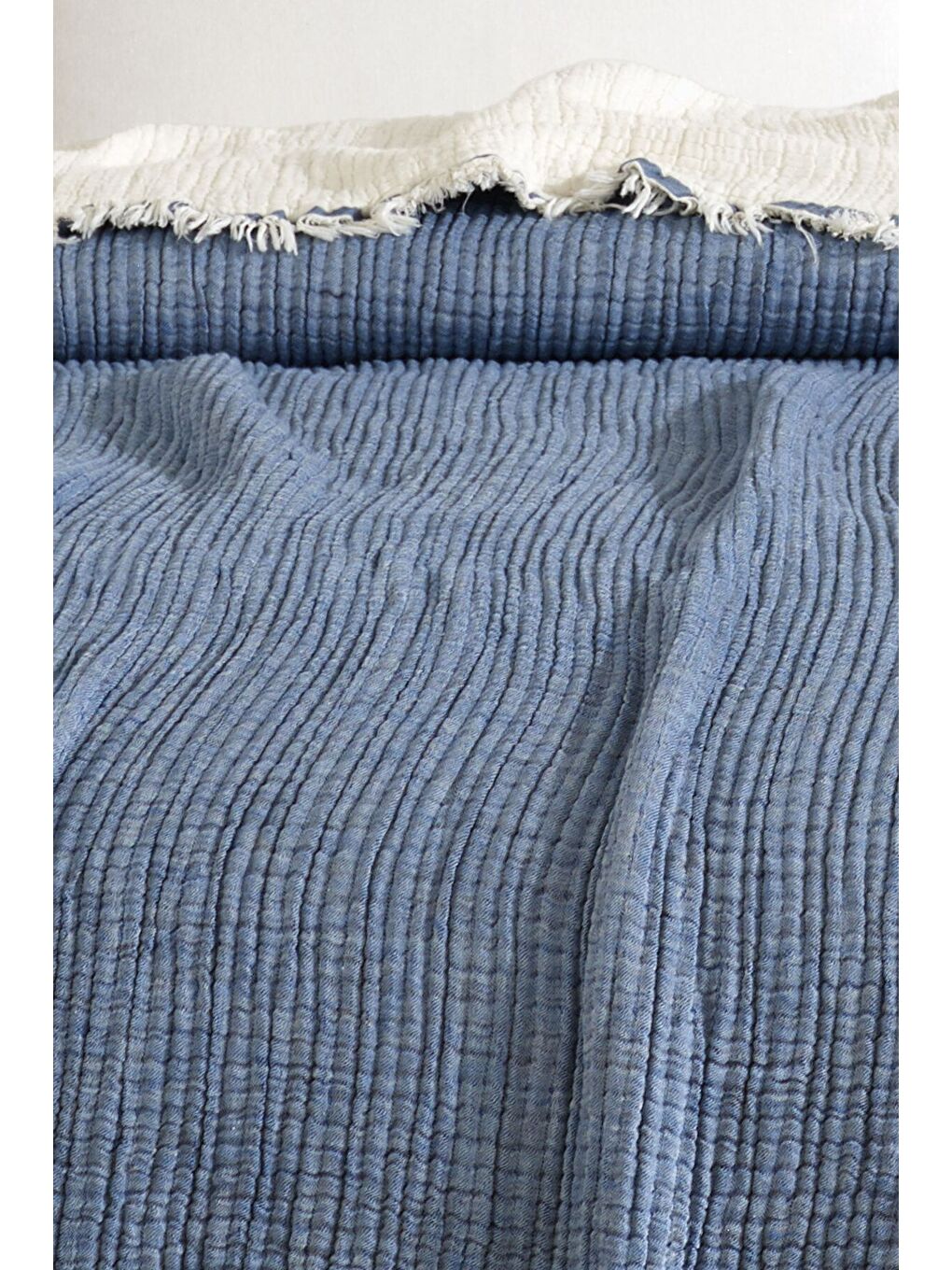 Lacivert 5 Katlı %100 Pamuk Müslin Yatak Örtüsü – 230x240 cm-1