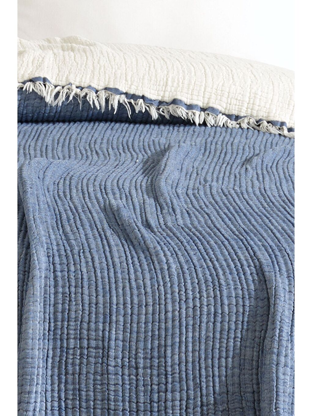 Lacivert 5 Katlı %100 Pamuk Müslin Yatak Örtüsü – 230x240 cm-2