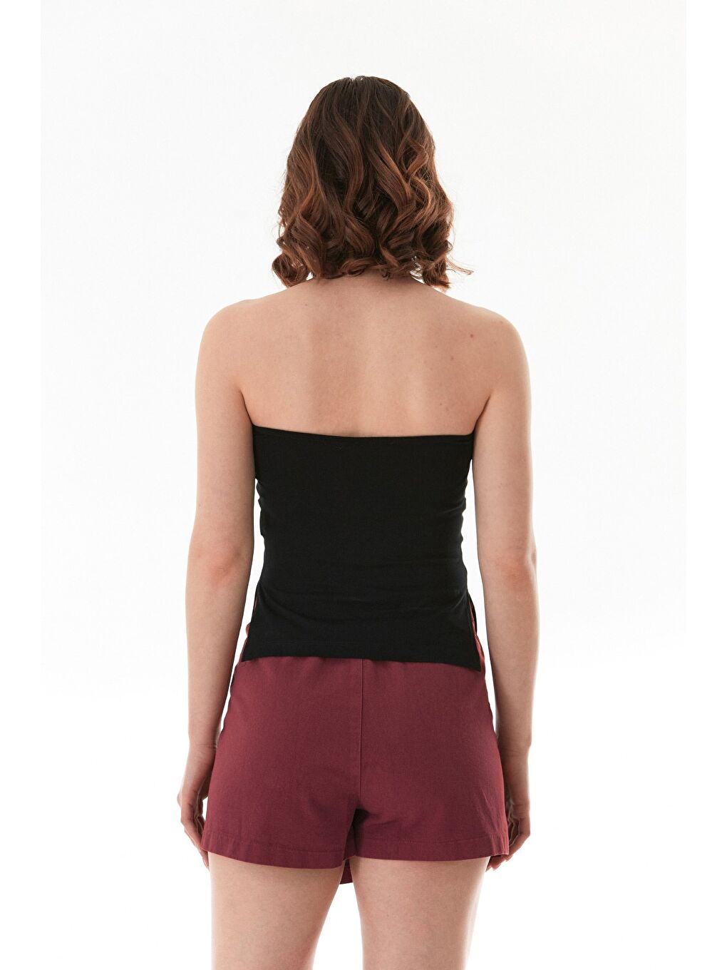 Siyah Basic Yanları Yırtmaçlı Straplez Büstiyer-4