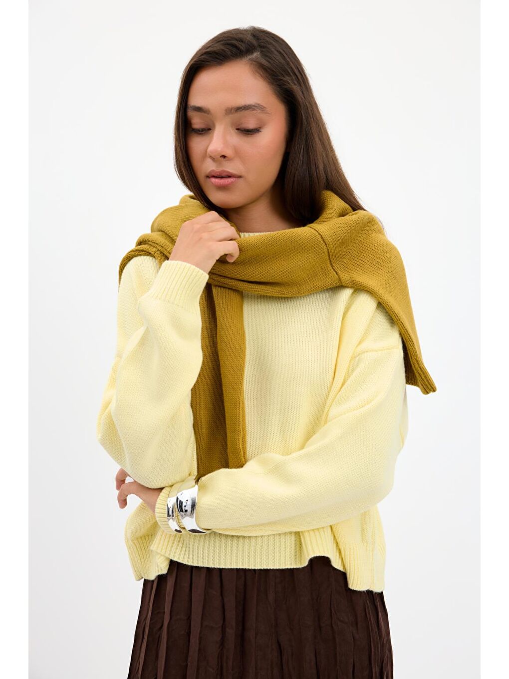 Basic Triko Kazak Sarı-6