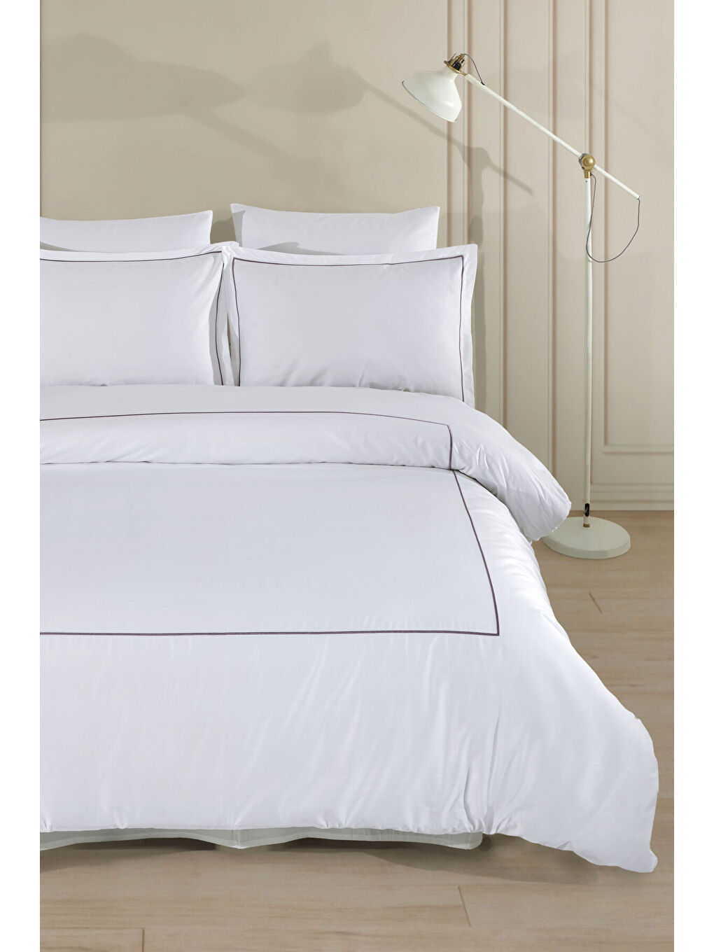 Beyaz Marmaris Serisi Kızılbük – 300 TC Nakışlı Pamuk Saten Nevresim Takımı -BEYAZ-ÇİFT KİŞİLİK-2