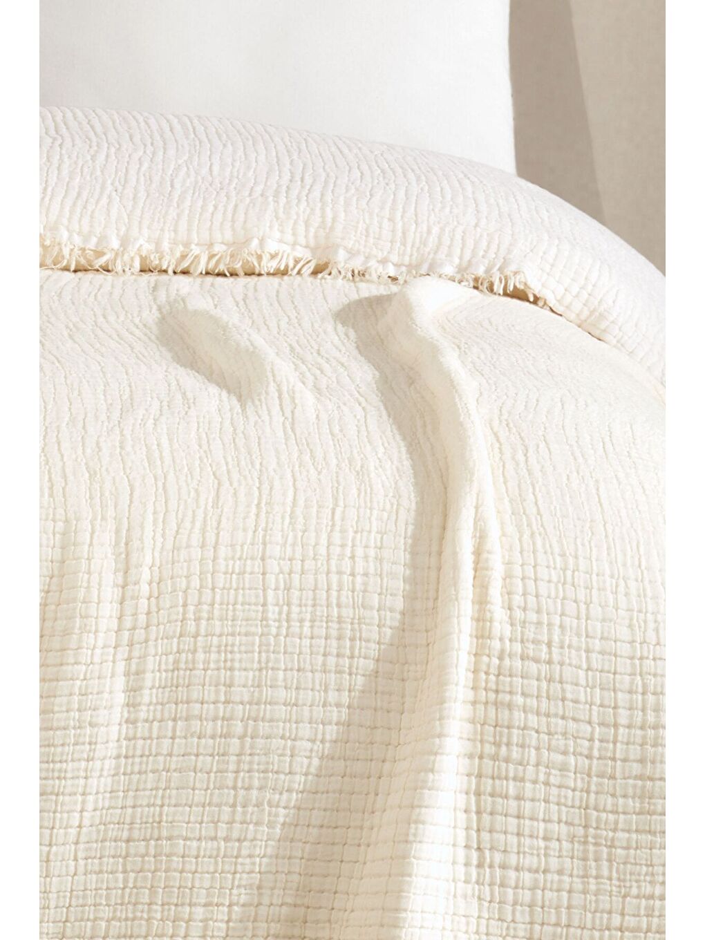 Ekru 5 Katlı %100 Pamuk Müslin Yatak Örtüsü – 230x240 cm-2