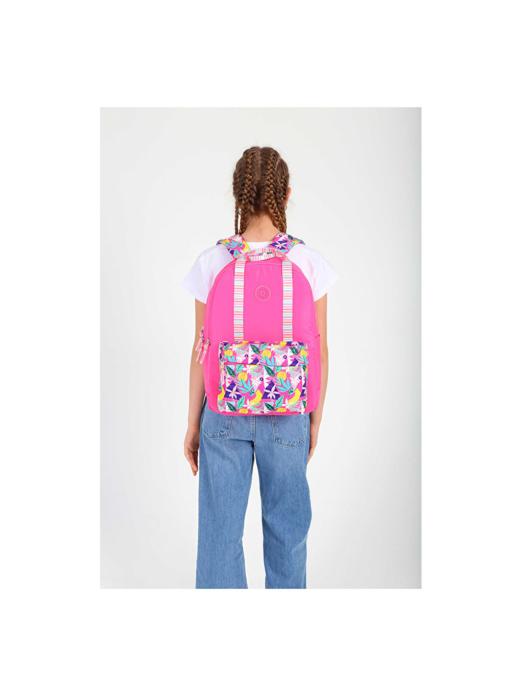 Double Stripe Sırt Çantası Pink K1762-4