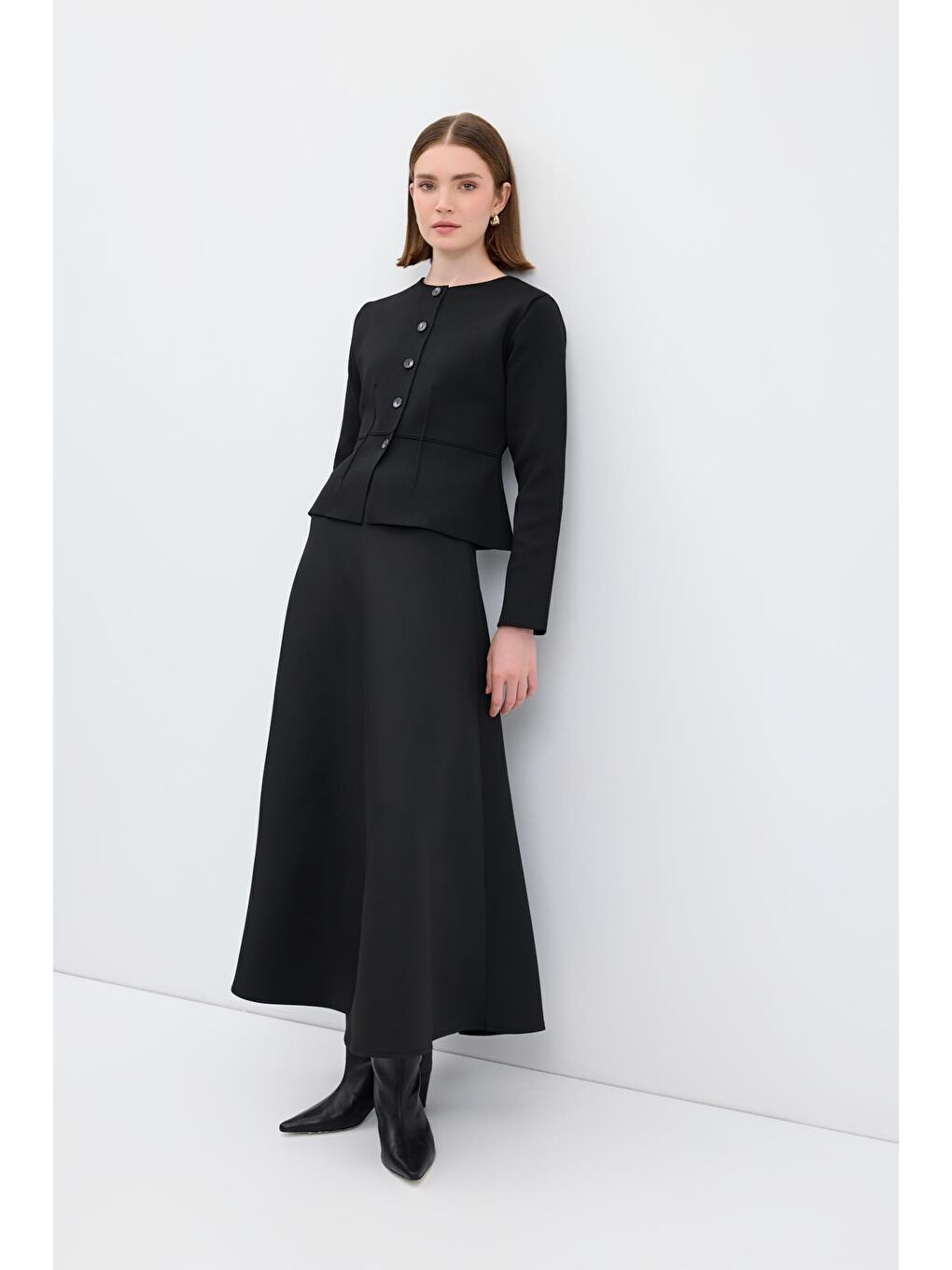 Mini Pensli Triko Ceket Siyah-3