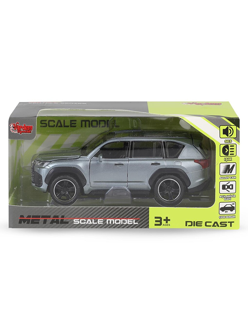 Kut.çek Bırak 1:32 Işıklı Ve Sesli Metal Jeep - Gri-4