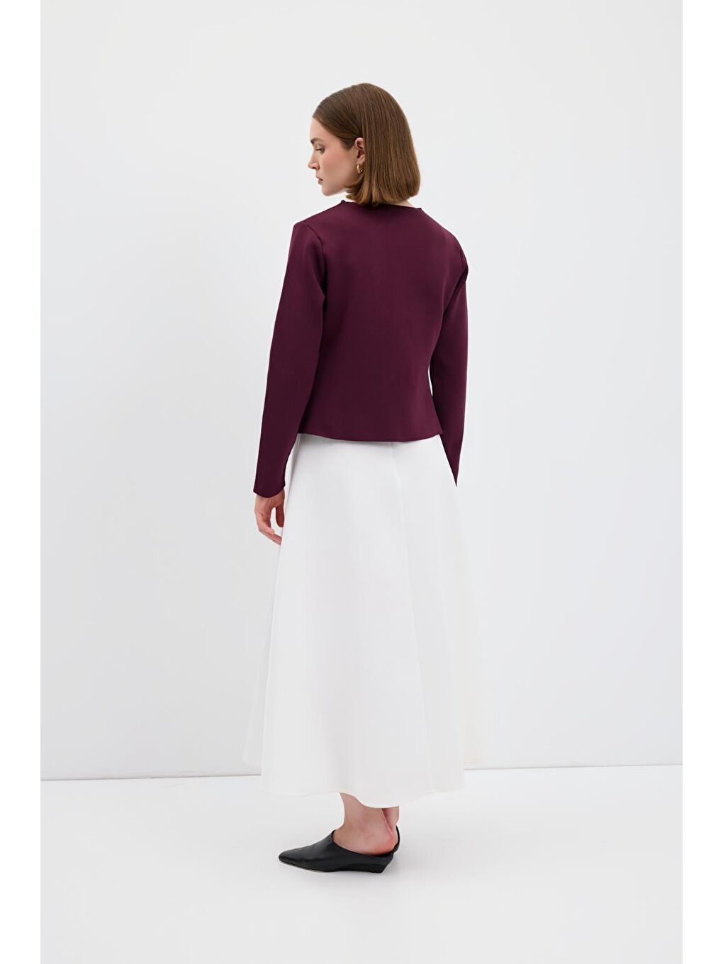 Mini Pensli Triko Ceket Mürdüm-4