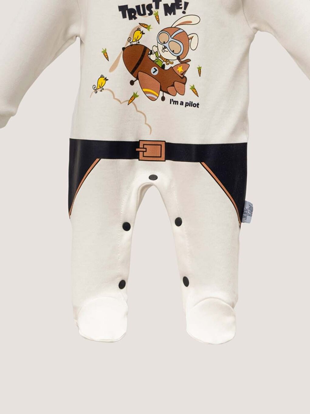 Lacivert Bebek Tulum ve Şapka Takımı Baskılı Yumuşak Pamuklu Kumaş-2