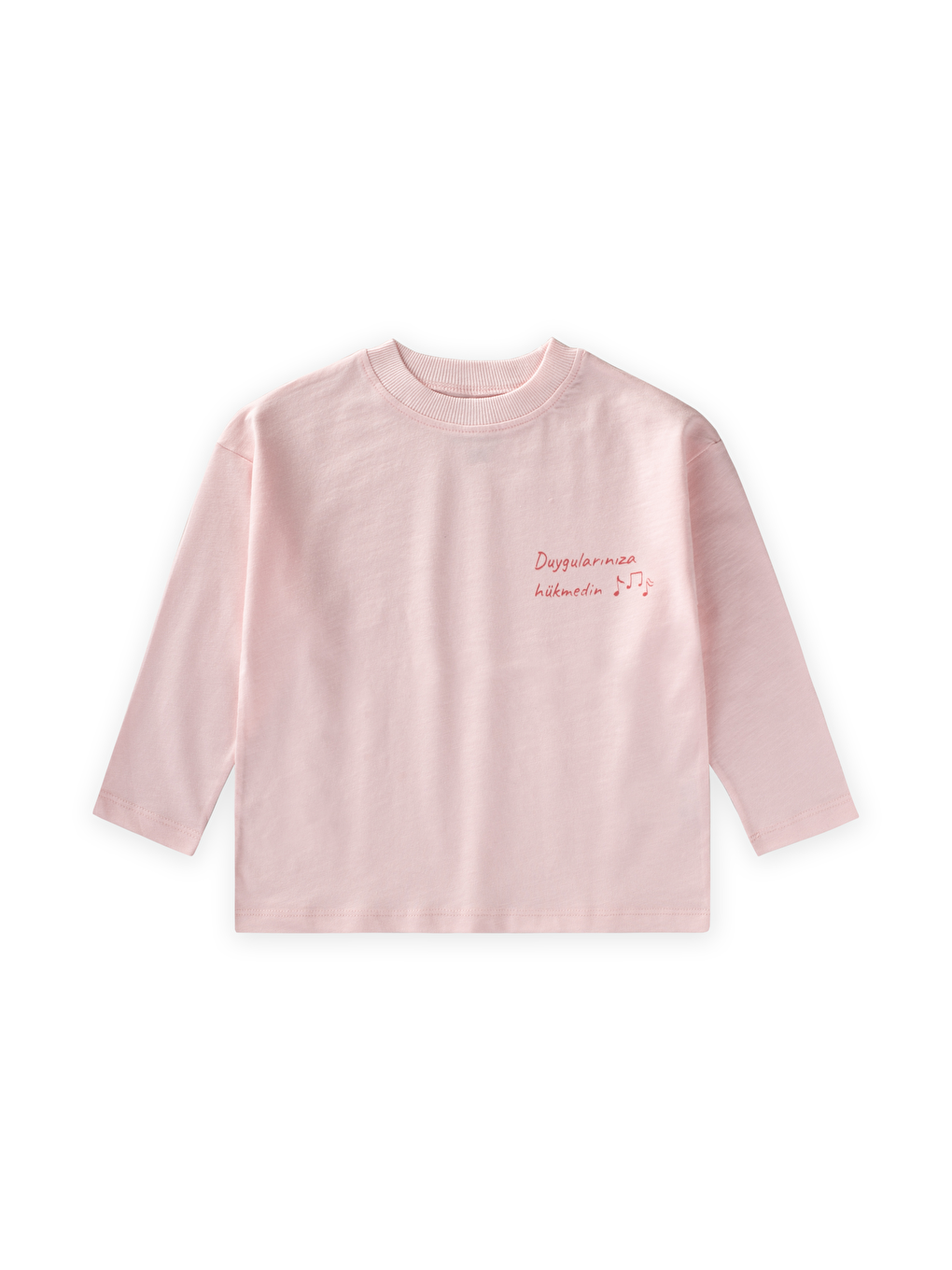 Sloganlı Uzun Kollu T-Shirt 2-10 Yaş Pudra Pembe