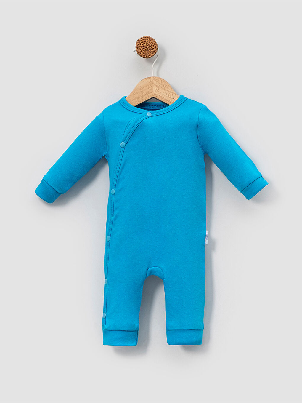 Turkuaz Yandan Çıtçıtlı Basic Bebek Tulum – Organik Pamuk, Kolay Giydirilebilir Tasarım