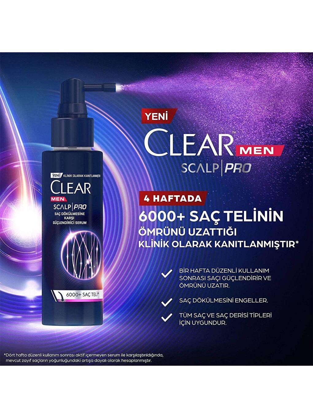 Clear Şeffaf Men Scalp Pro Saç Dökülmesine Karşı Güçlendirici Serum 70 ml - 2