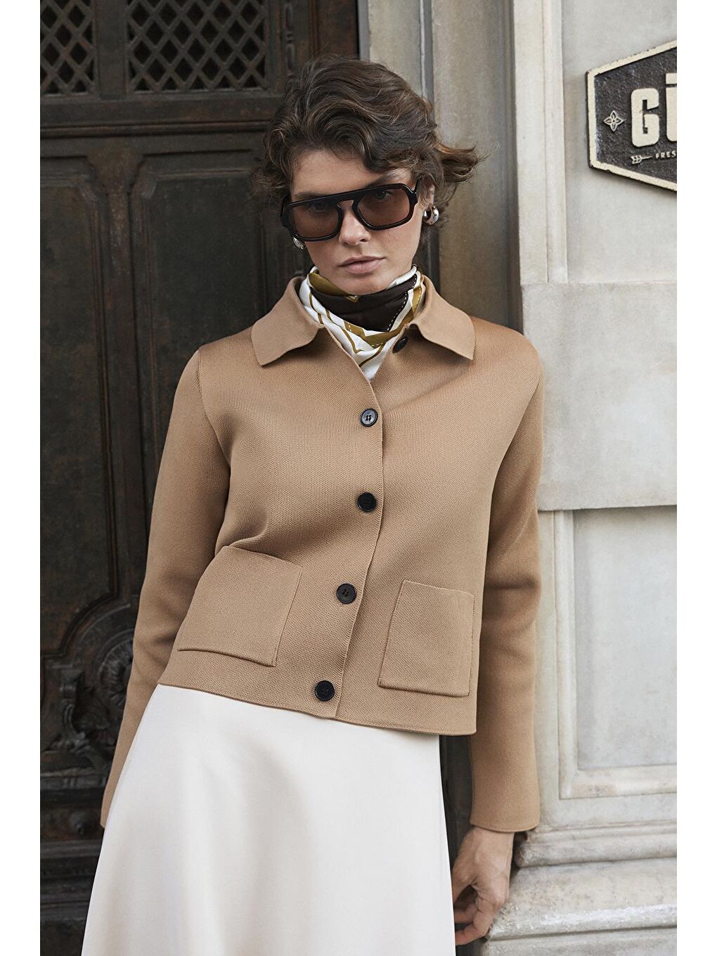 Kahverengi Düz Renk Midi Triko Hırka Camel