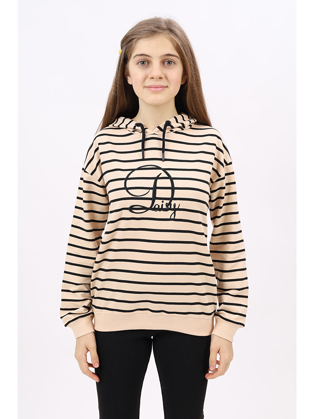 Bej Kız Çocuk Nakışlı Sweatshirt