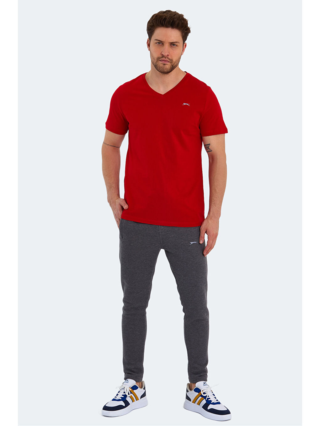 RIVALDO Erkek %100 Pamuk Tişört Kırmızı-6