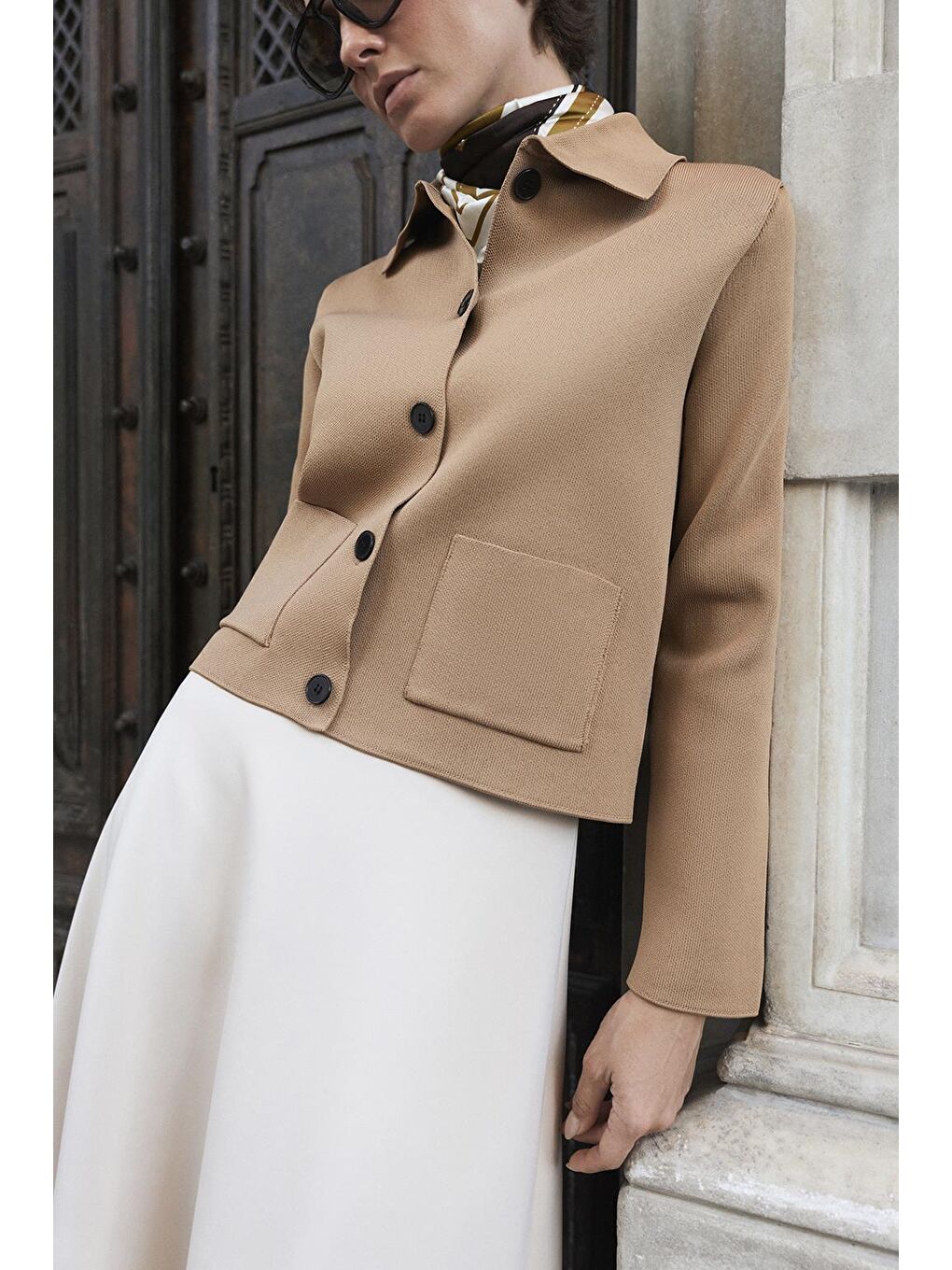 Kahverengi Düz Renk Midi Triko Hırka Camel-4