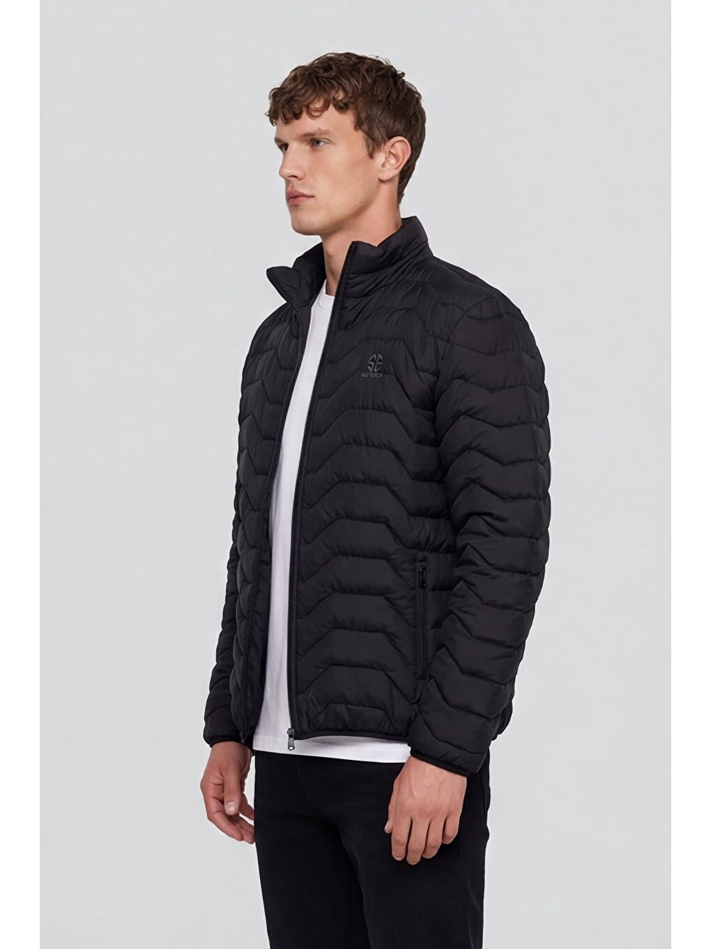 Erkek Siyah Normal Kesim Regular Fit Dik Yaka Fermuarlı Mont-2