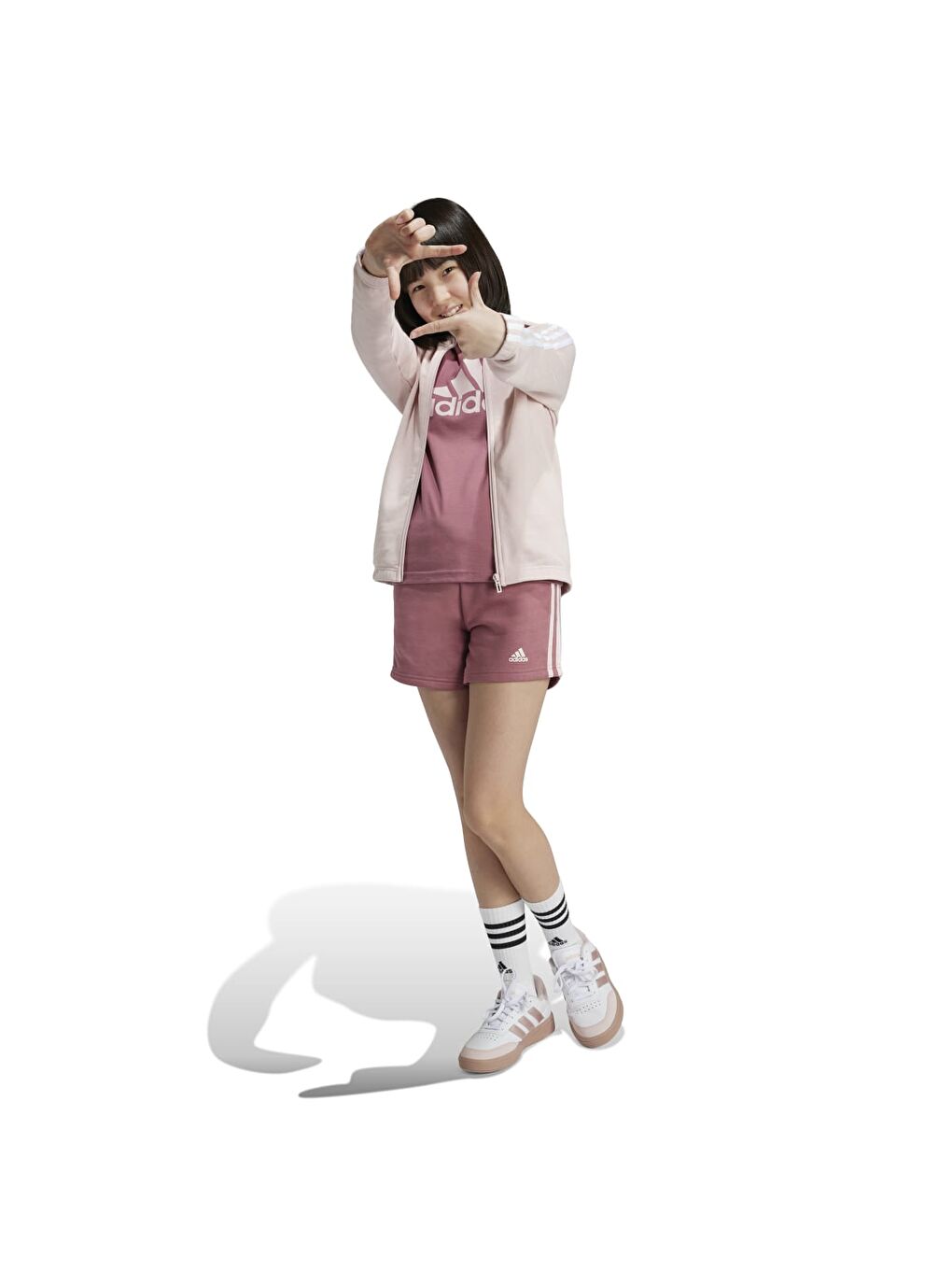 G Big Logo Kız Çocuk Pembe Yuvarlak Yaka Tişört-1