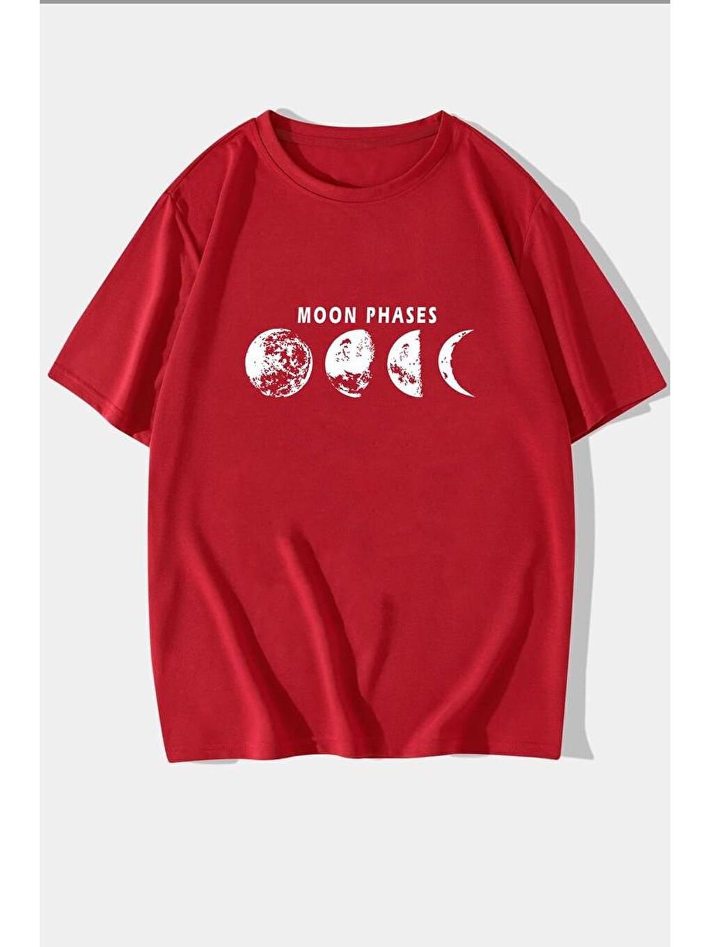 uyguntarz Kırmızı Unisex Moon Phases Baskılı T-shirt