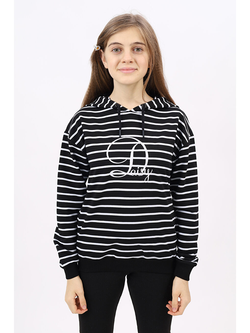 Siyah Kız Çocuk Nakışlı Sweatshirt