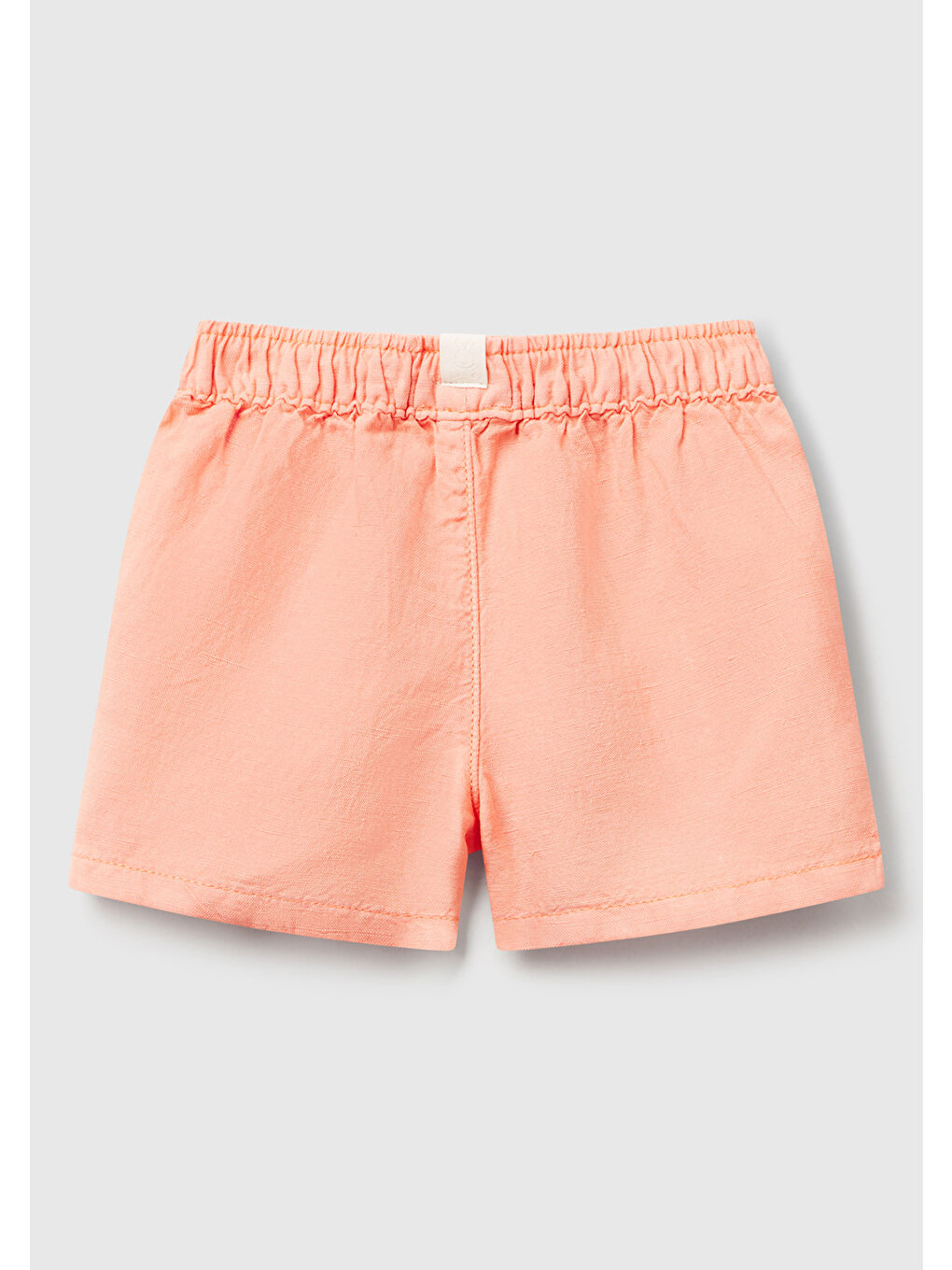 Bej Bebek Yavruağzı Keten Karışımlı Sahte Cepli Büzgü İpli Şort-1