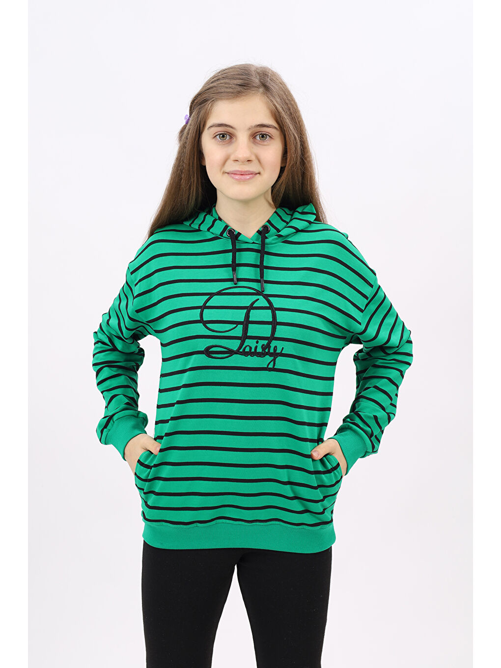 Yeşil Kız Çocuk Nakışlı Sweatshirt