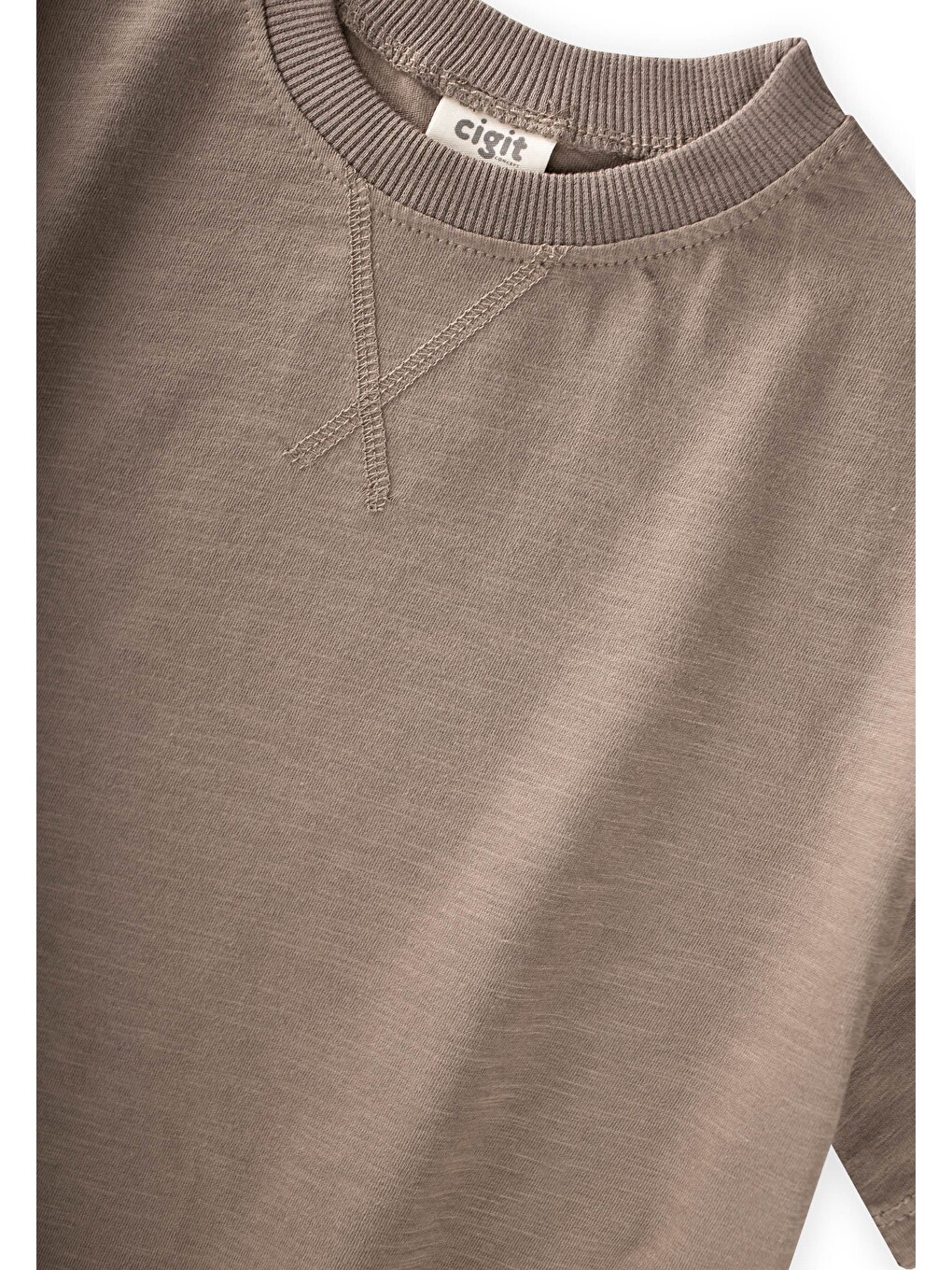 Bej Oversize T-Shirt Takım 2-10 Yaş Vizon-3