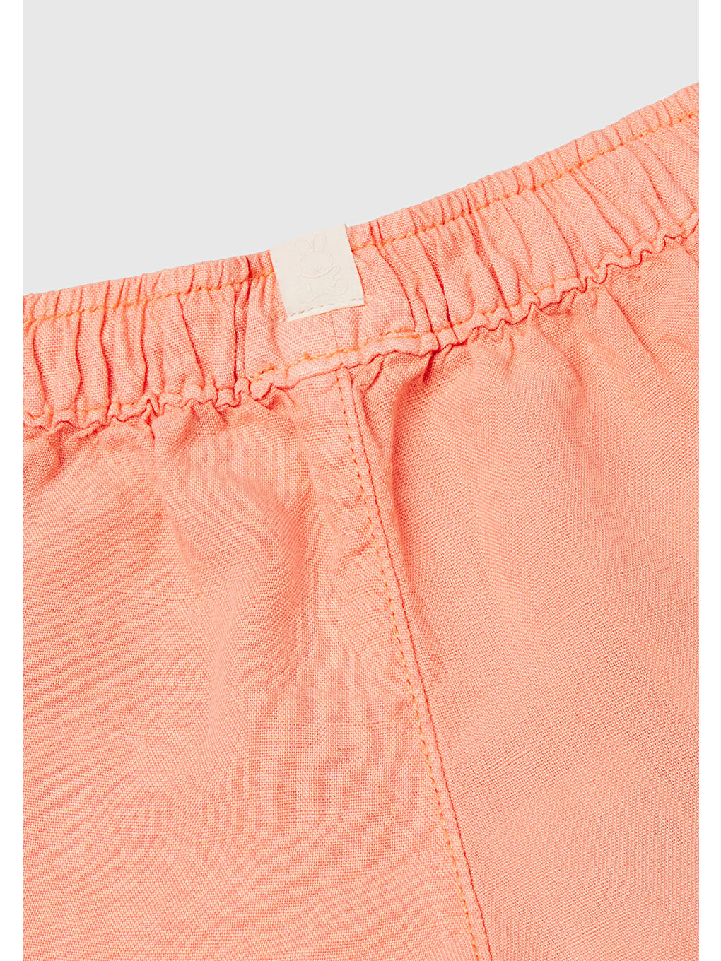 Bej Bebek Yavruağzı Keten Karışımlı Sahte Cepli Büzgü İpli Şort-2