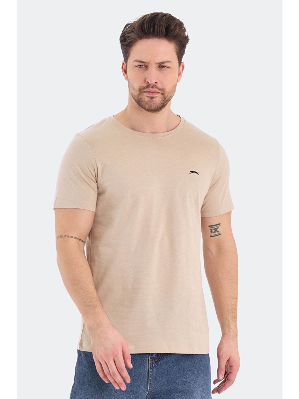 ROSALVA Erkek %100 Pamuk Tişört Bej-5