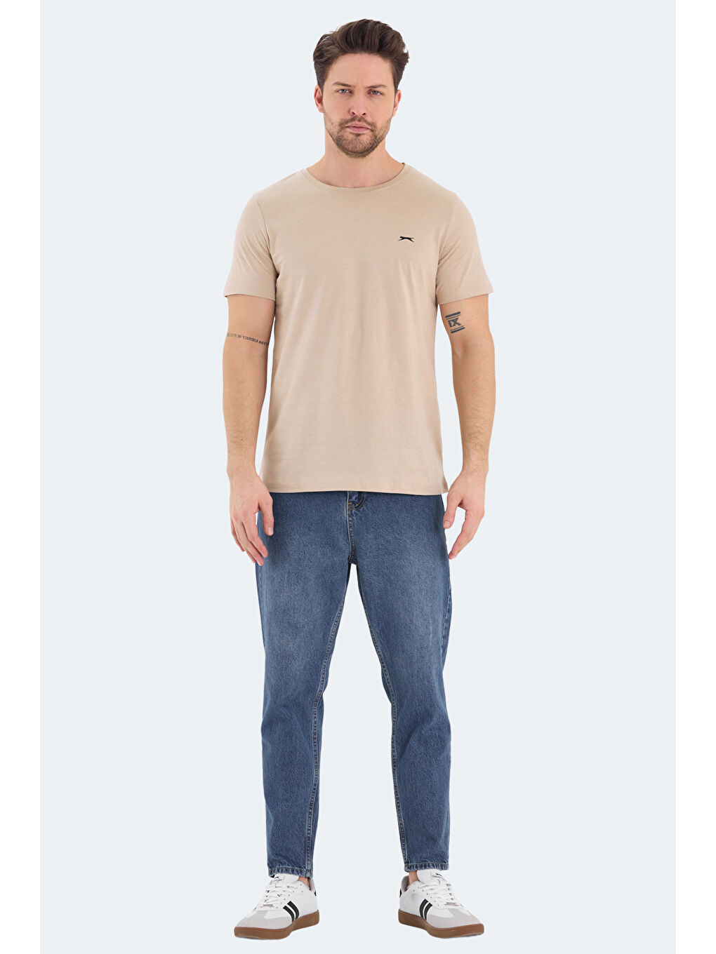 ROSALVA Erkek %100 Pamuk Tişört Bej-6