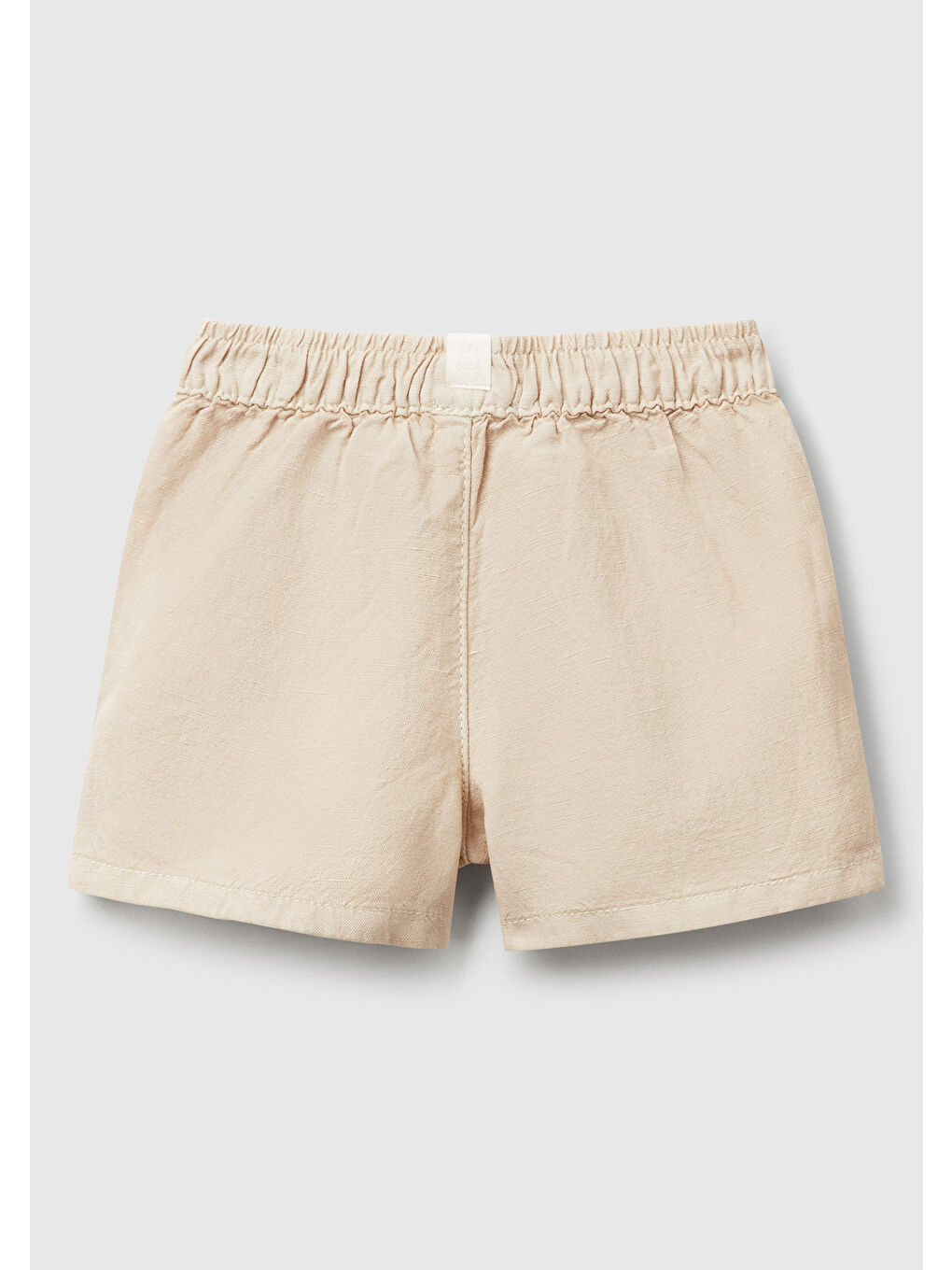 Bebek Bej Keten Karışımlı Sahte Cepli Büzgü İpli Şort-1