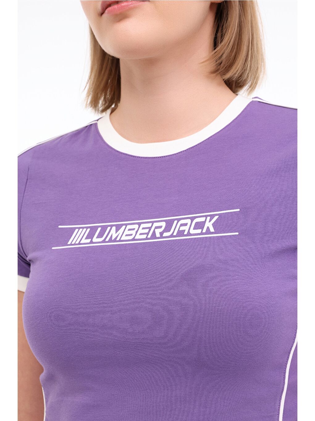 Siyah WL ANDI 11SF515 5FX Mor Kadın Kısa Kol T-Shirt-3