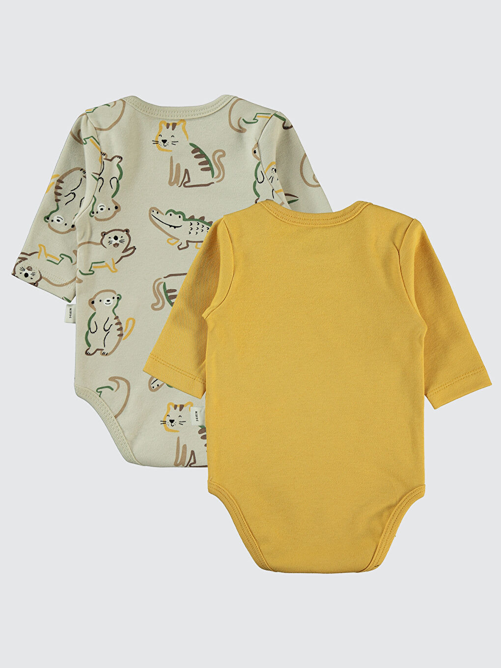 Kahverengi Baby Erkek Bebek 2'li Çıtçıtlı Badi 3-18 Ay Hardal-1