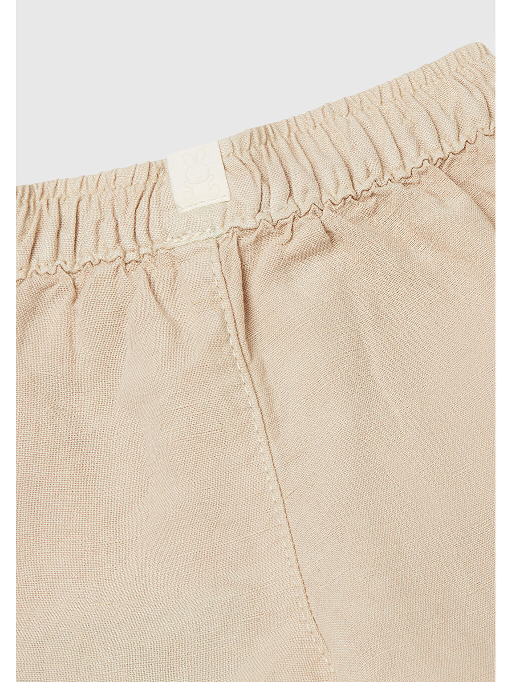 Bebek Bej Keten Karışımlı Sahte Cepli Büzgü İpli Şort-2