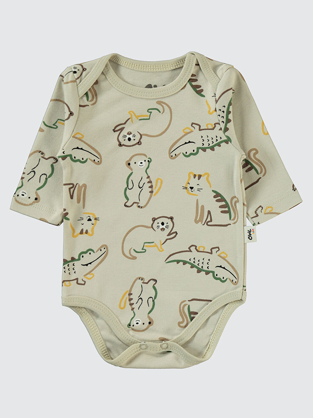 Kahverengi Baby Erkek Bebek 2'li Çıtçıtlı Badi 3-18 Ay Hardal-2