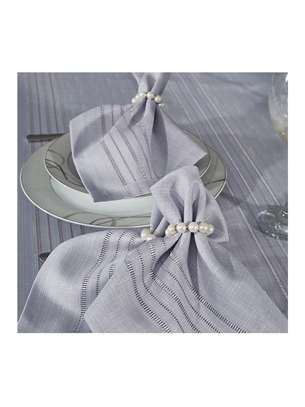 Karışık Corvver 26 Parça Dertsiz Masa Örtüsü Takımı Gri-6