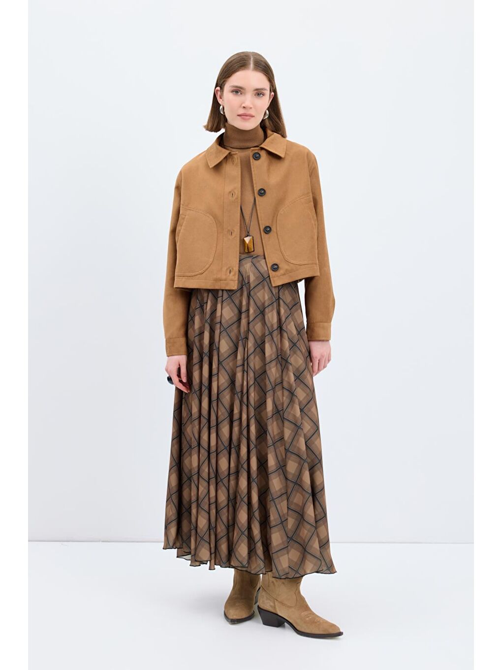 Kahverengi Kısa Süet Ceket Taba-2