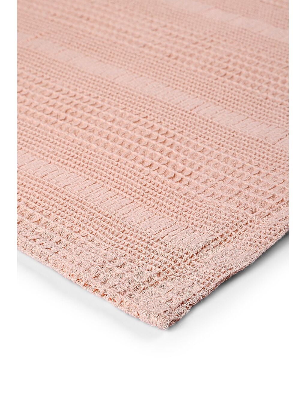Pembe Waffle Pamuklu Çift Kişilik Pike 220x240 Cm - Pudra-1