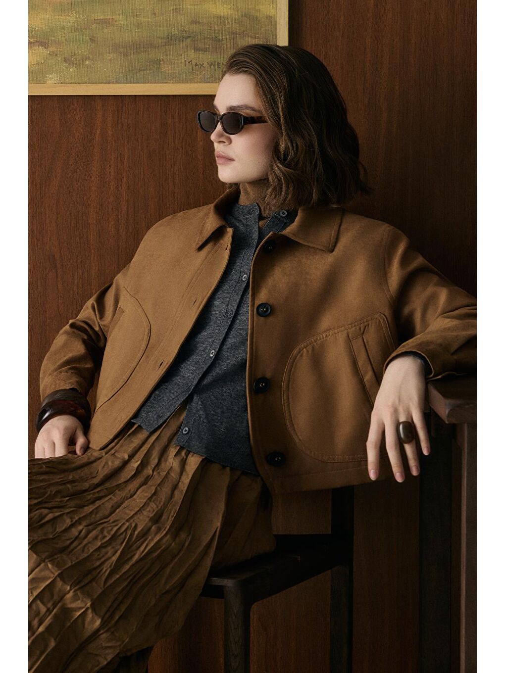 Kahverengi Kısa Süet Ceket Taba-4