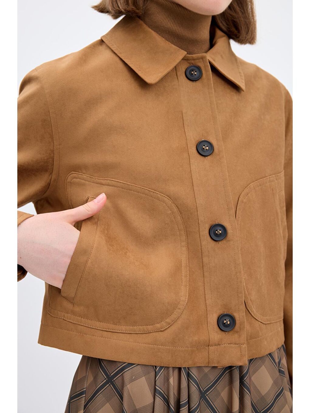 Kahverengi Kısa Süet Ceket Taba-8