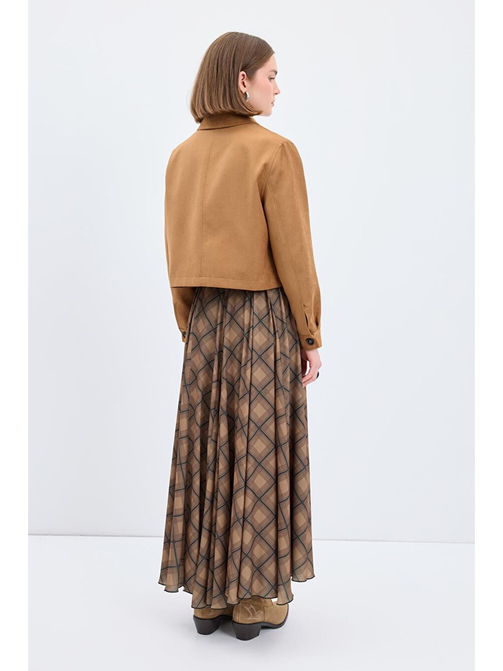 Kahverengi Kısa Süet Ceket Taba-9