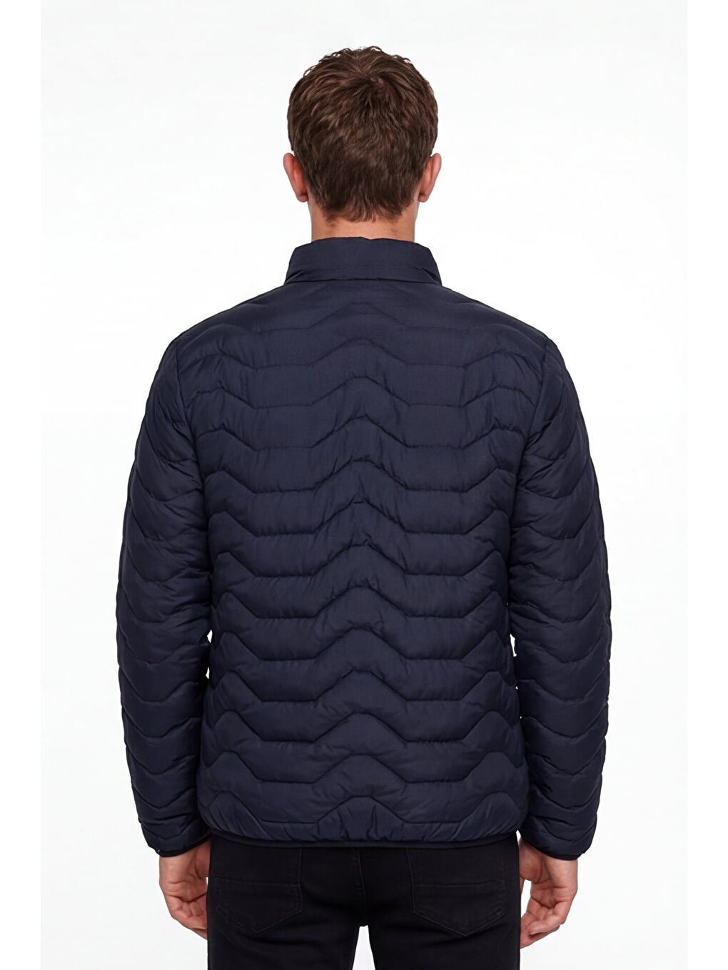 Erkek Lacivert Normal Kesim Regular Fit Dik Yaka Fermuarlı Mont-3