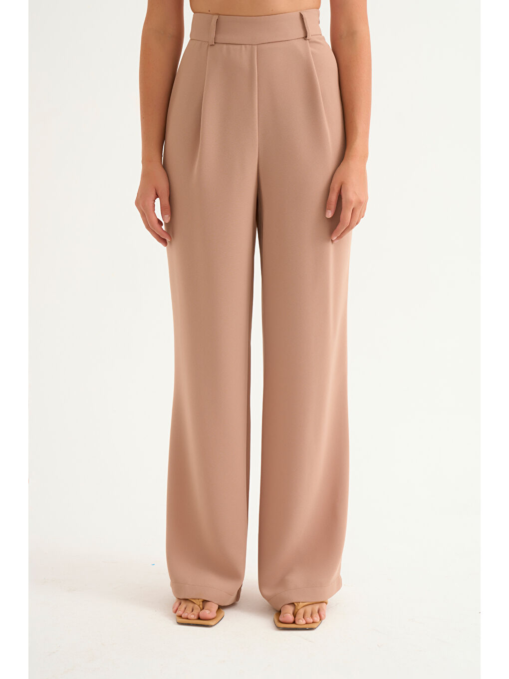 Salaş Palazzo Krep Pantolon - Bej-1