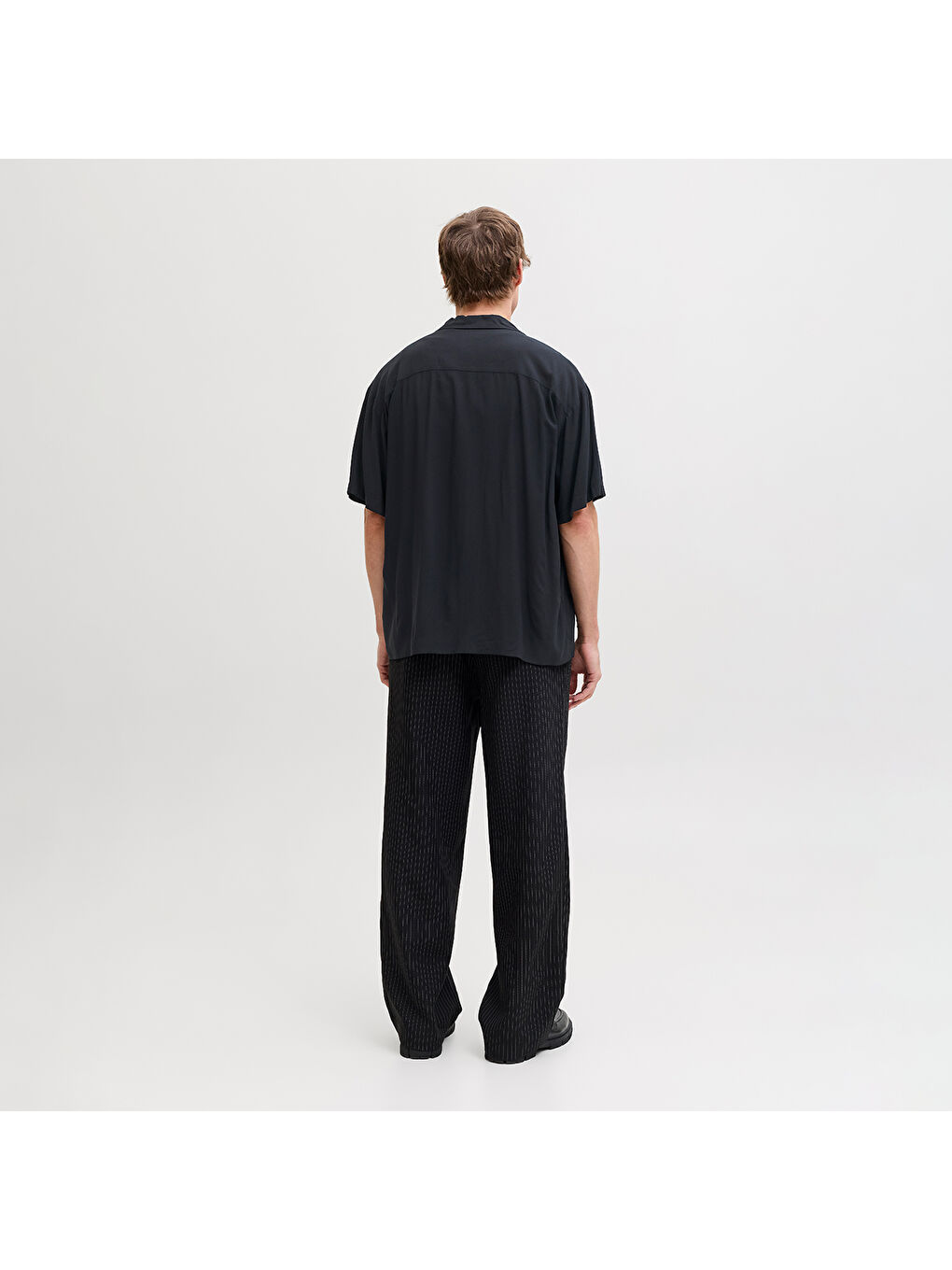 Jeff Resort Solid Erkek Siyah Polo Yaka Gömlek-1