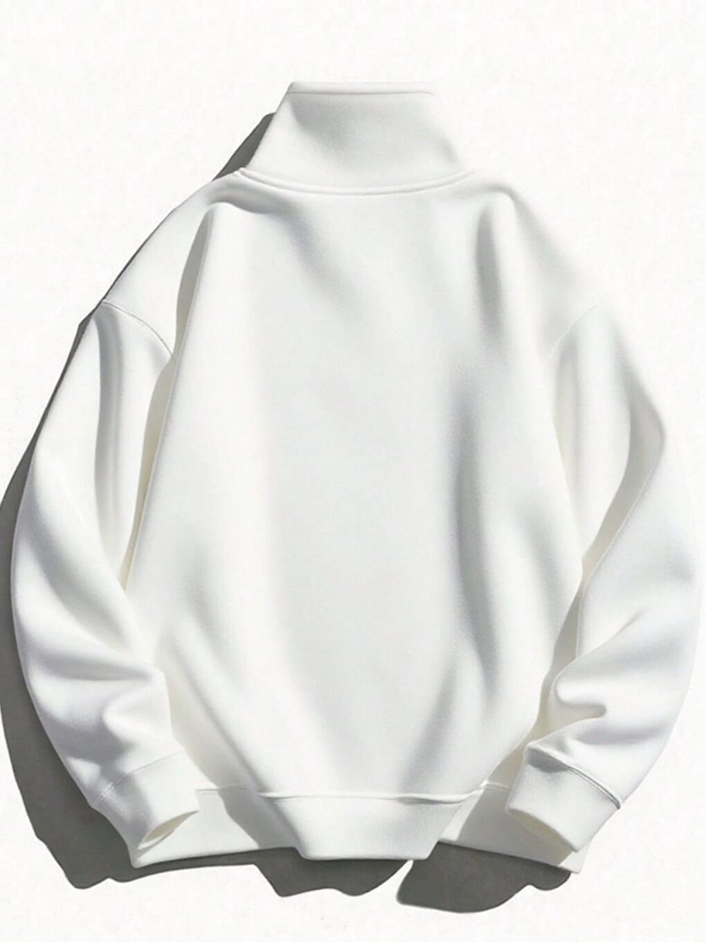 Beyaz Oversize Yarım Fermuarlı Uzun Kollu Sweatshirt-1