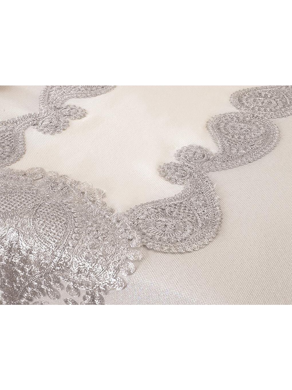 Karışık Verna Masa Örtüsü 160x260 Cm 26 Parça Krem Silver-1