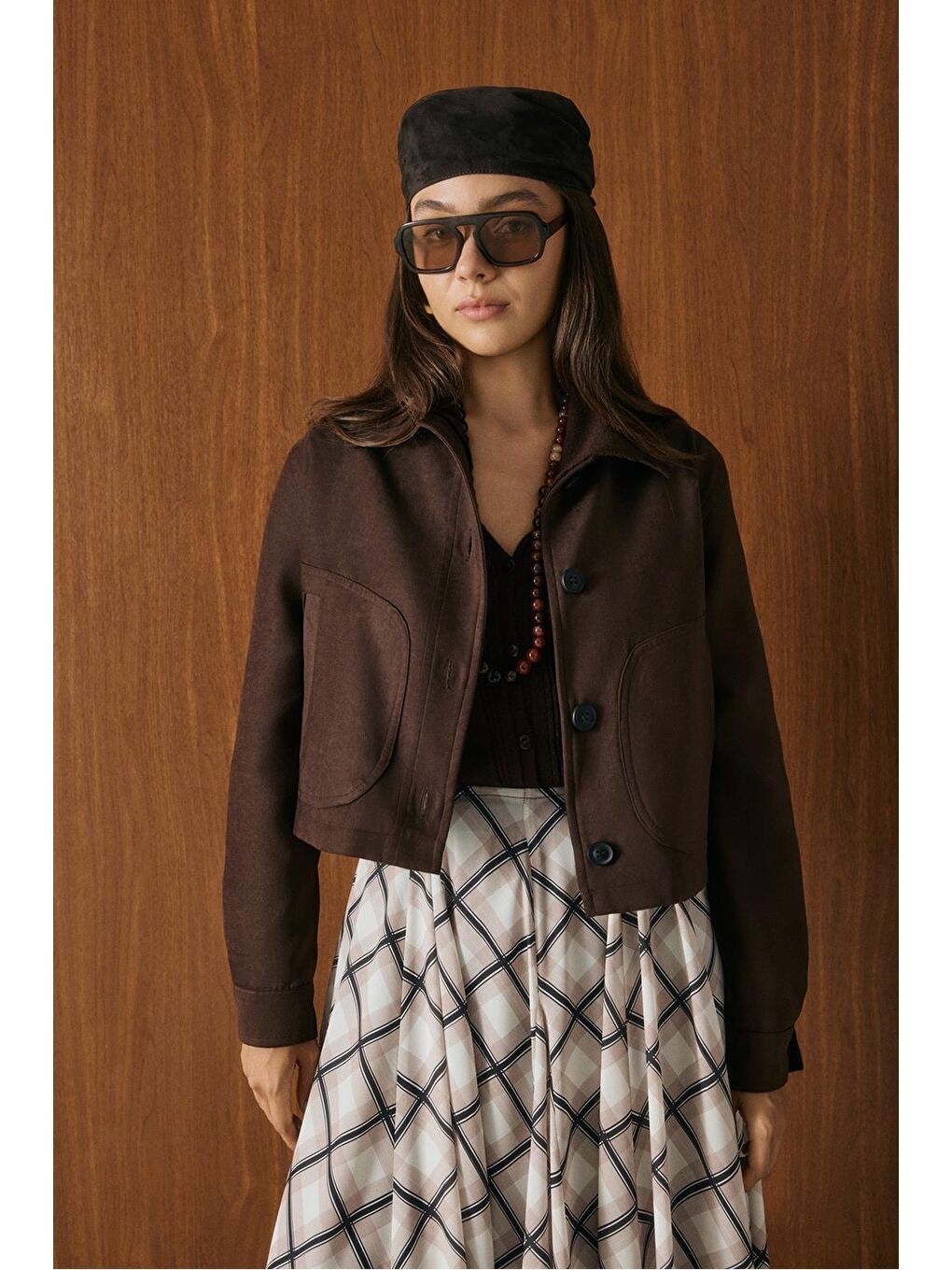 Kahverengi Kısa Süet Ceket Kahve-1