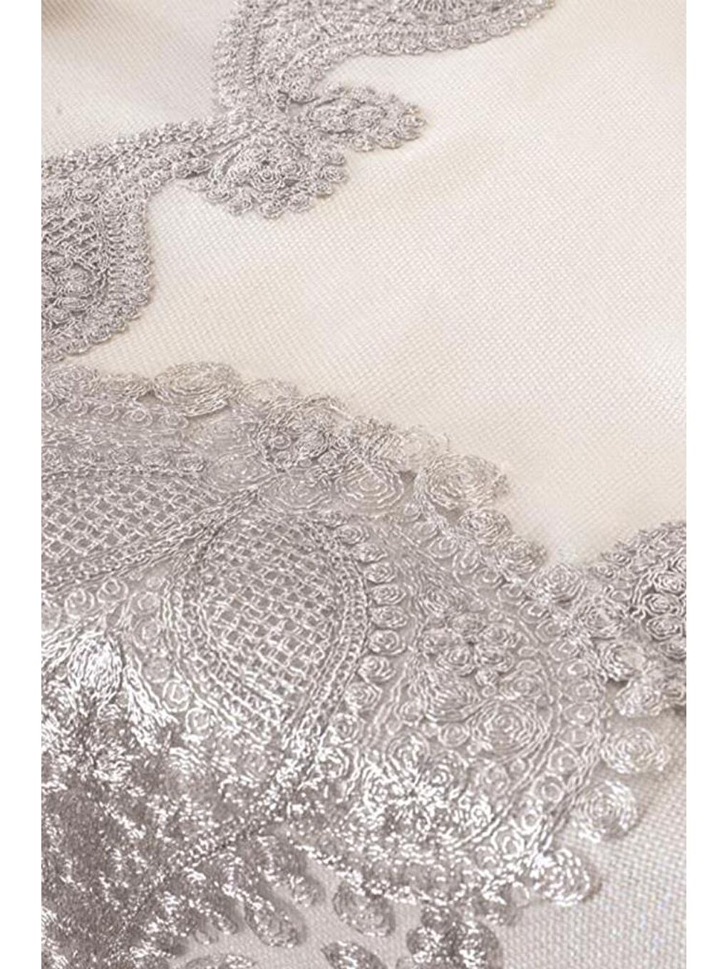 Karışık Verna Masa Örtüsü 160x260 Cm 26 Parça Krem Silver-7