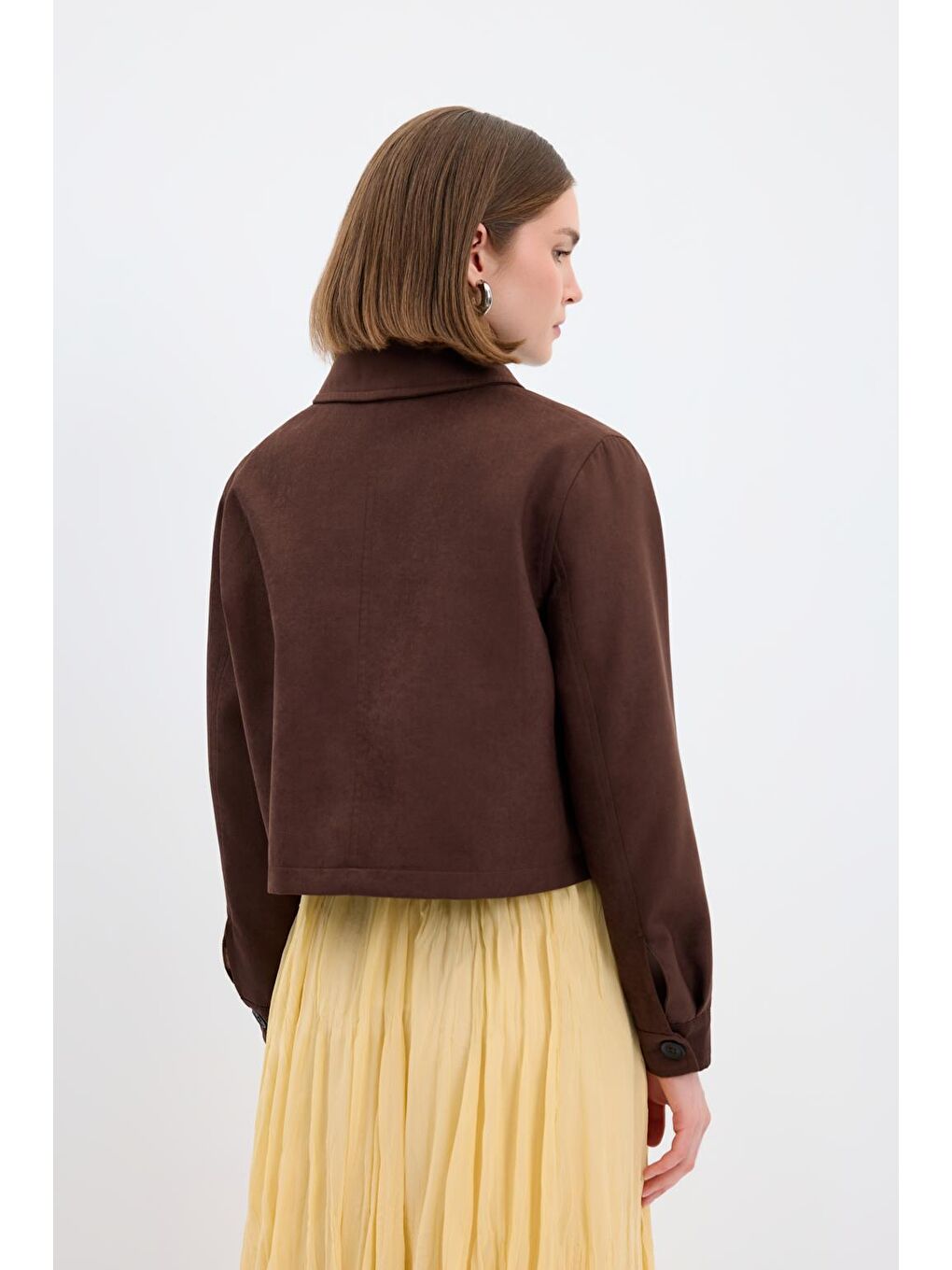 Kahverengi Kısa Süet Ceket Kahve-7