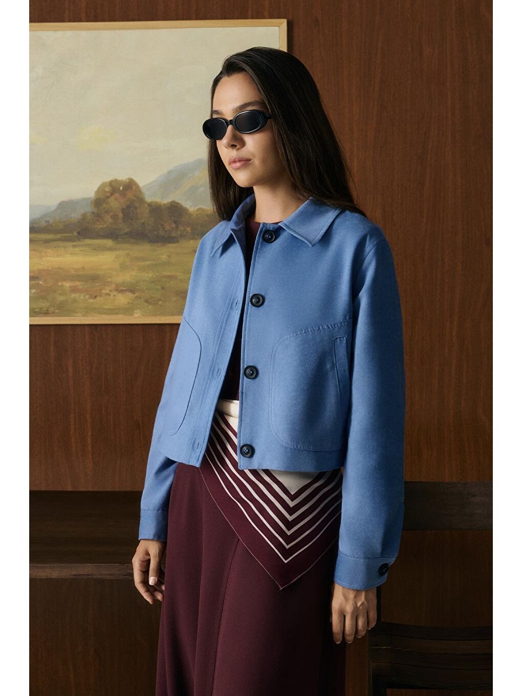 Kısa Süet Ceket Mavi-2