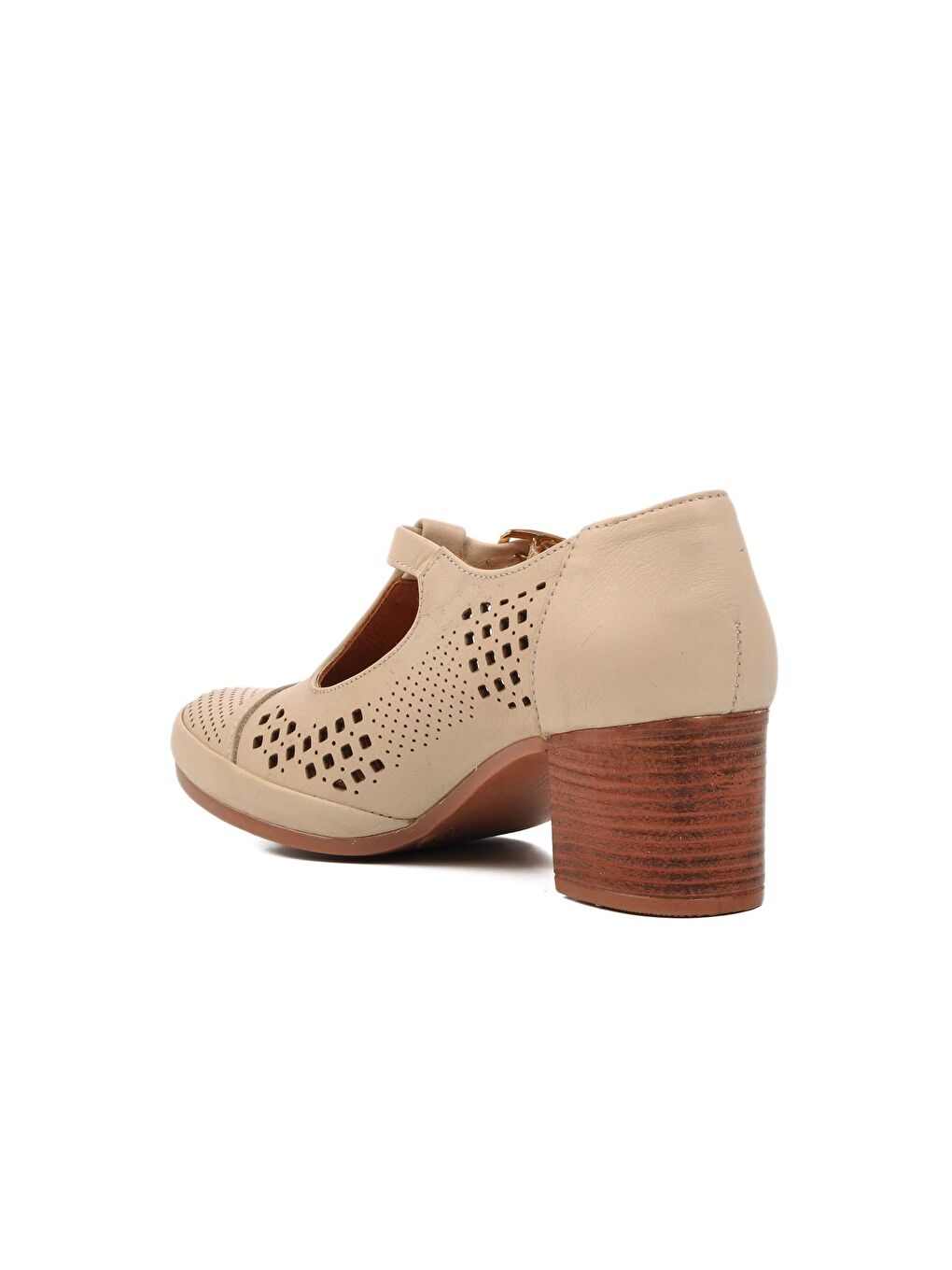 Bej Hakiki Deri Kadın Topuklu Ayakkabı 1911923Y-3