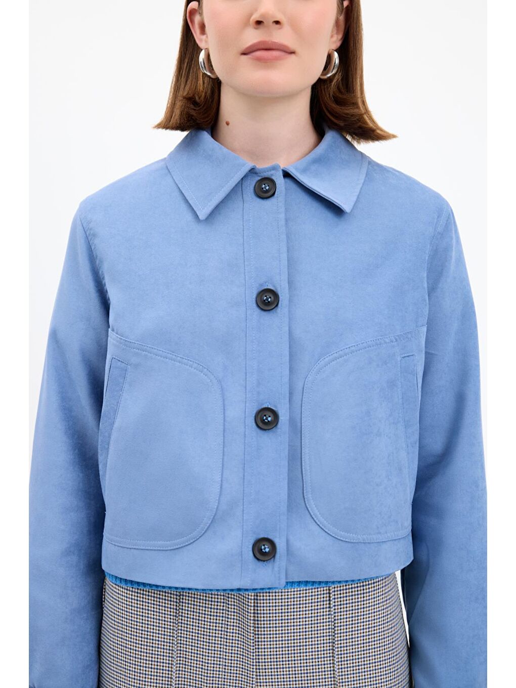 Kısa Süet Ceket Mavi-8